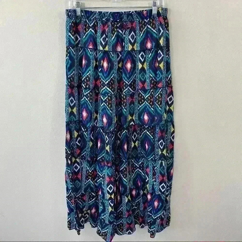 Kim Rogers colorful drawstring maxi skirt